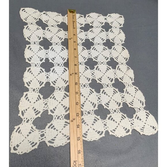 Handmade Vintage Cream Crochet Lace Doily 13x15 - Picture 3 of 6